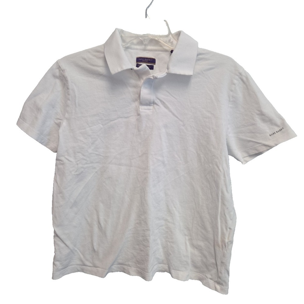 Rare Rabbit Statement Men Polo Shirt Mercerized Cotton Sz M-40 White Zeny Logo